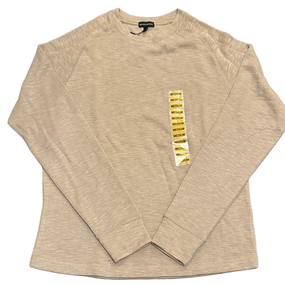 2/$20 Banana Republic Tan Long Sleeve Crewneck Pullover Shirt NWT
